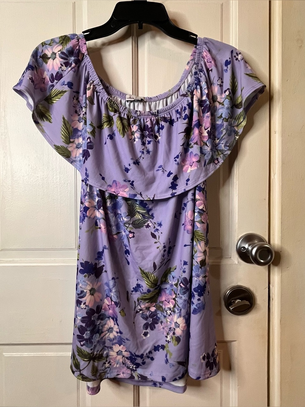white birch Lavender Floral Off-Shoulder Top